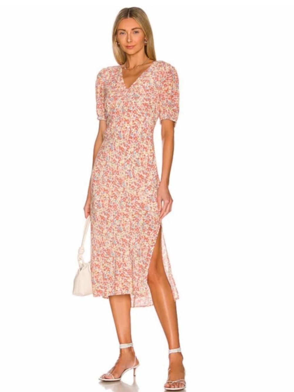 Rails Floral Midi Dress in Pink and Cream